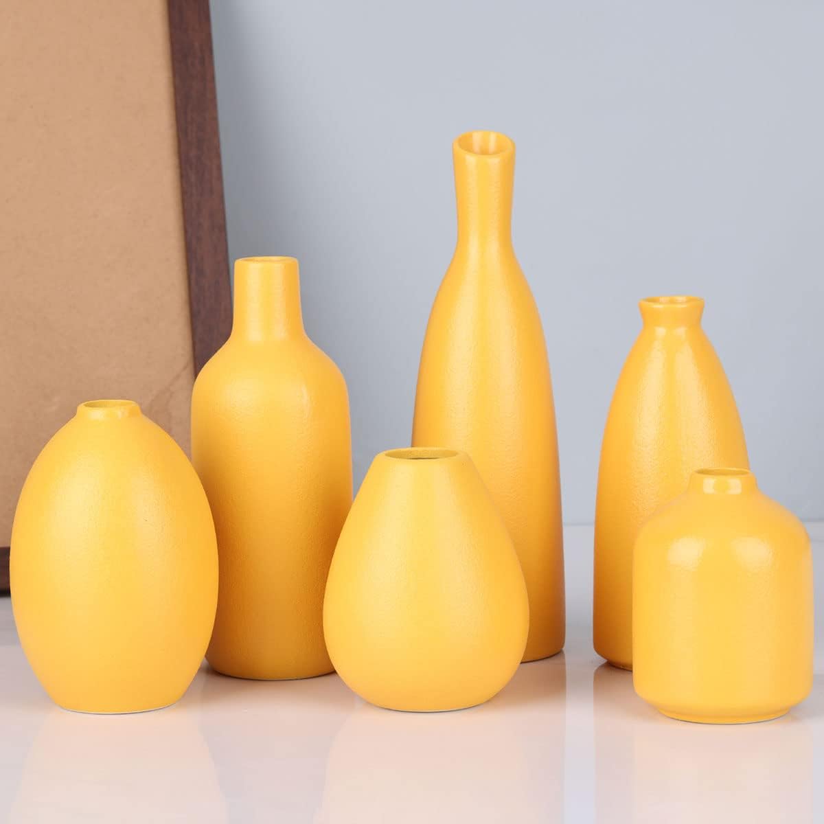 Yellow Ceramic Bud Vases / Yellow Set / Set of 6