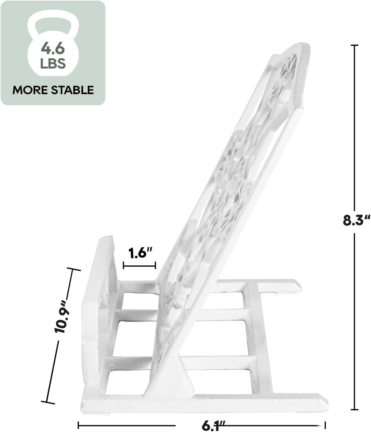 JOGREFUL Cast Iron Cookbook Stand, Kitchen Recipe Holder Medallion White | Heavy-Duty Book Vintage Holder, Reading Rest