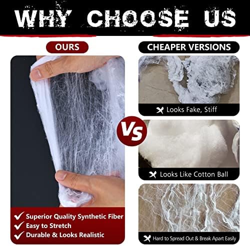 300 sqft Spider Webs Halloween Decorations Bonus with 10 Fake Spiders, Super Stretch Cobwebs for Halloween Indoor and Outdoor Party Supplies