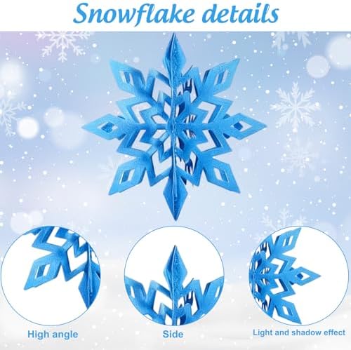 Whaline 18Pcs Christmas Hanging Decorations Purple Blue 3D Snowflake Paper Ornaments with String Large Snowflake Pendant Garlands for Xmas Winter Wonderland Party Home Ceiling