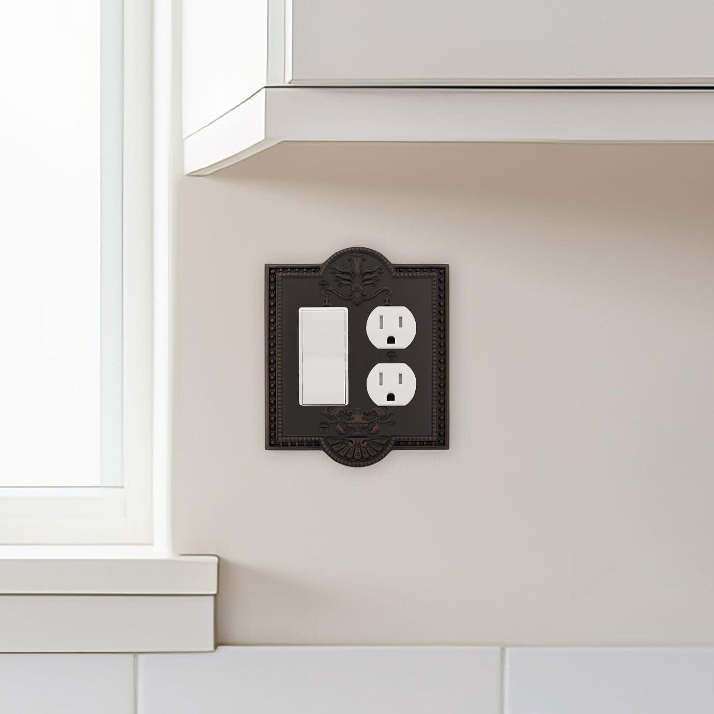 Nostalgic Warehouse Meadows Switch Plate with Rocker and Outlet in Satin Nickel