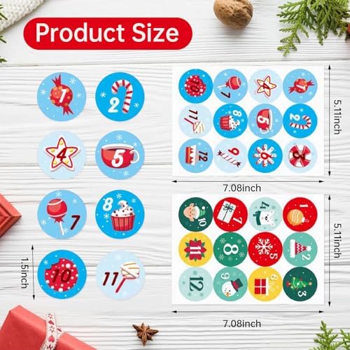 16 Sheets Christmas Advent Calendar Stickers - Number Stickers 1-25 with Christmas Theme,Christmas Countdown Stickers Christmas Stickers for Gifts Sealing Envelopes Crafts Christmas Decorations