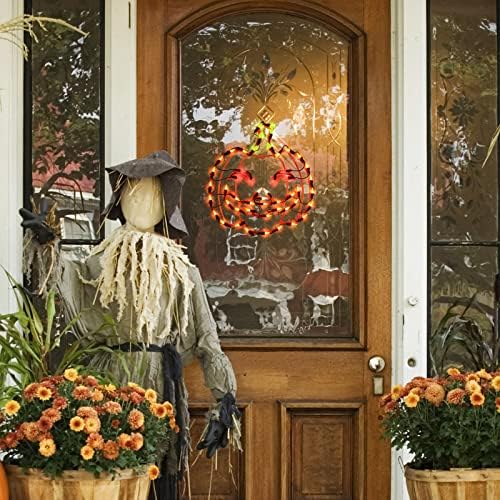 LAMPHOME 13.3'' Halloween Decorations Window Silhouette Holiday Display, Light Up Window Lights, Lighted Jack-O-Lantern for Party, Home, Tabletop