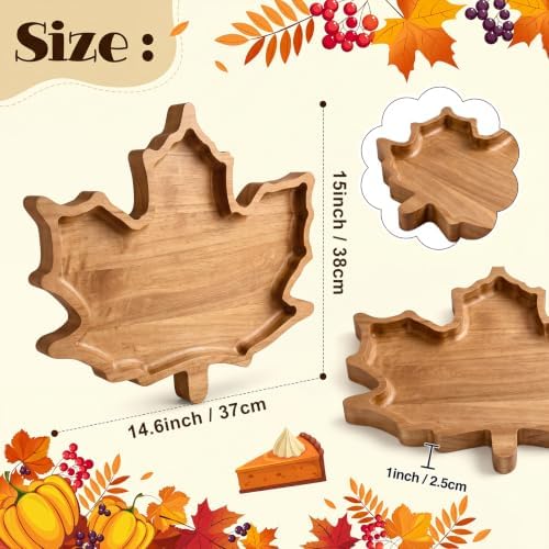 Sliner Maple Leaf Charcuterie Board Wooden Fall Serving Platter Tray Dish