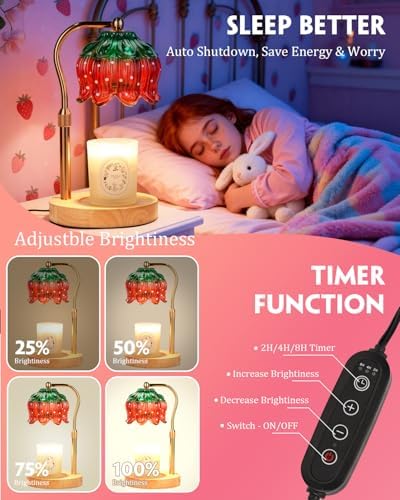 Funistree Flower Candle Warmer Lamp with Timer, Dimmable Candle Lamp Warmer, Christmas Birthday Gifts for Women Mom