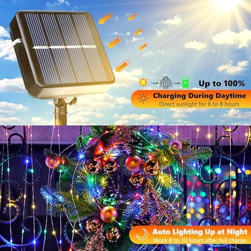 Lomotech Solar Fairy Lights Outdoor, 2 Pack Total 66ft 200 LED,Multicolor