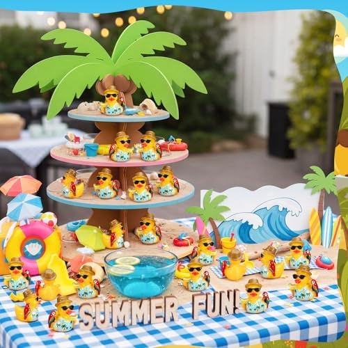 RoundFunny 50pcs Tropical Mini Duck Summer Party Favor Resin Miniature Duck