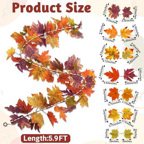 4Pack 23.6FT Fall Leaves Garland for Thanksgiving Wedding Fall Decorations