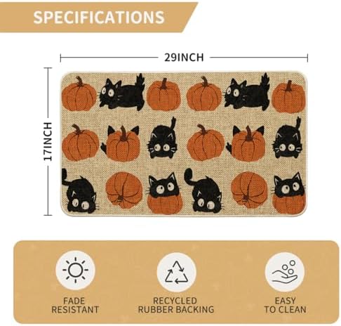 Artoid Mode Cute Pumpkin Balck Cat Fall Doormat 17x29 Inch
