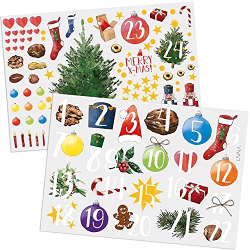 DIY Advent Calendar: Beautiful Craft Advent Calendar 2022 with 24 Paper Treat Bags and Sticker Paper with Numbers – Empty Adult Advent Calendar to Fill Yourself – Christmas Advent Calendar LIVAIA