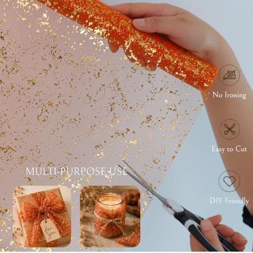 Snowkingdom 2Pcs Burnt Orange Gold Table Runner Fall Thanksgiving Decor
