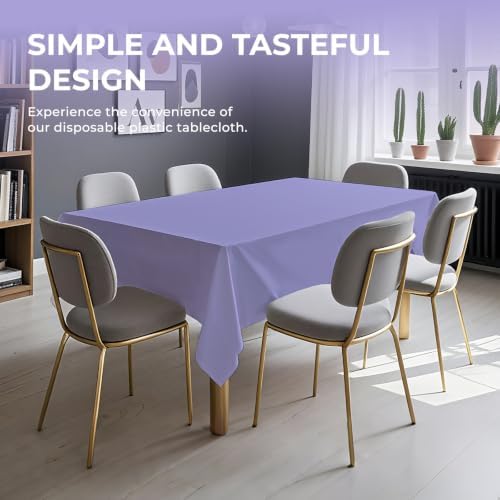 6 Pack Premium Disposable Plastic Tablecloth 54" x 108" Party Table Cloths Disposable for 6 to 8 Foot Tables Indoor or Outdoor Parties Birthdays Weddings Christmas Anniversary Buffet Table (Purple)