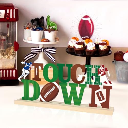 Metal Football Touch Down Sign Decorations for Home Party Shelf Mantel