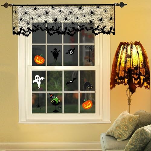 5Pcs Halloween Lamp Shade Cover Halloween Decorations Indoor, Black Spider web Lampshades Cover Topper Scarf for Festive Home Haunted House Mantle Decor, Large 20 X 60 Inch Spiderweb Lamp Shade Cover