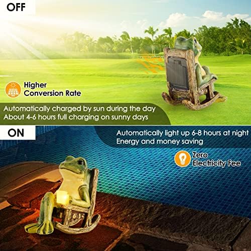 FOXMIS Miniature Frog Garden Statue Mom Dad Gifts Home Decorations Fairy Garden Accessories Outdoor Lights Solar Garden