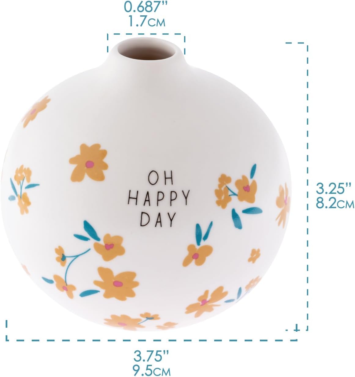 Mini Vases for Modern Farmhouse Decor / White,oh Happy Day / Small