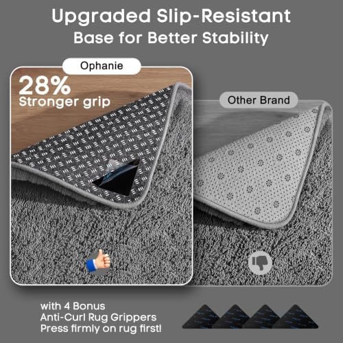Ophanie 7x10 Area Rugs for Living Room,Upgrade Non-Slip Fluffy Soft Large Shag Bedroom Carpet,Grey Big Indoor Thick