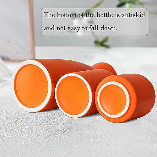 Ceramic Orange Vases Small Flower Vases for Decor / 3set-orange / Set of 3