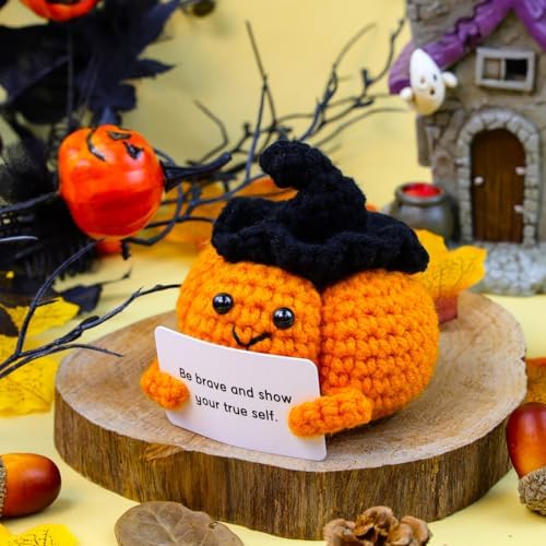 DUQGUHO Halloween Small Decor Bulk Emotional Postive Support Crochet Cute Stuff Pumpkin Gifts 1PC
