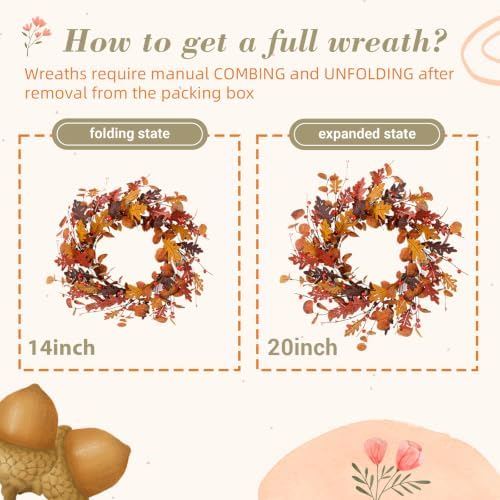 YNYLCHMX 20" Fall Wreath for Front Door, Eucalyptus and Berry Decor