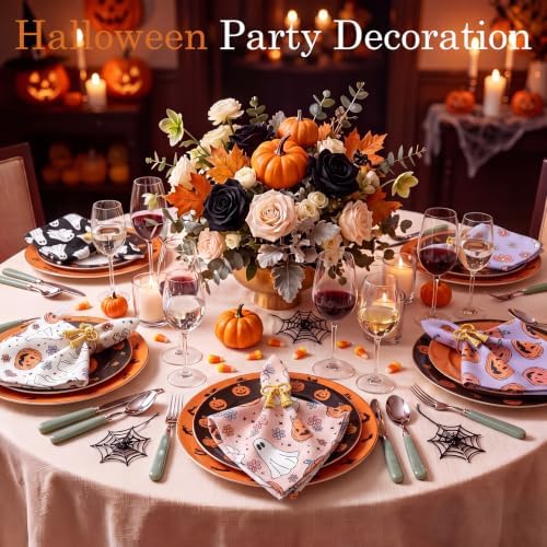 Mixweer 12 Pack Halloween Cloth Napkins Bulk, 15 x 15 Inch Square