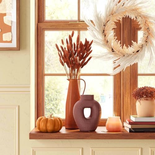 120pcs Bunny Tails Dried Flowers Pampas Grass Bouquet, Caramel