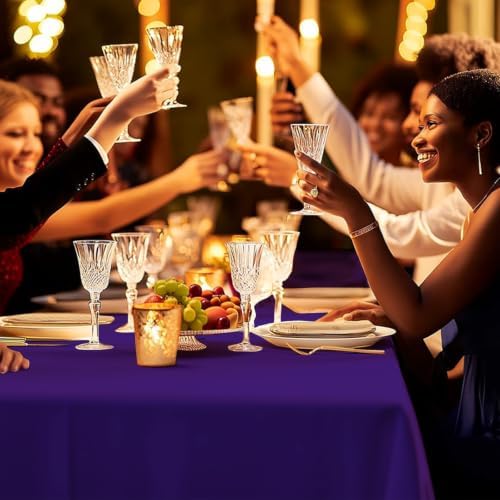 6 Pack Premium Disposable Plastic Tablecloth 54" x 108" Party Table Cloths Disposable for 6 to 8 Foot Tables Indoor or Outdoor Birthdays Weddings Christmas Anniversary Buffet Table (Dark purple)