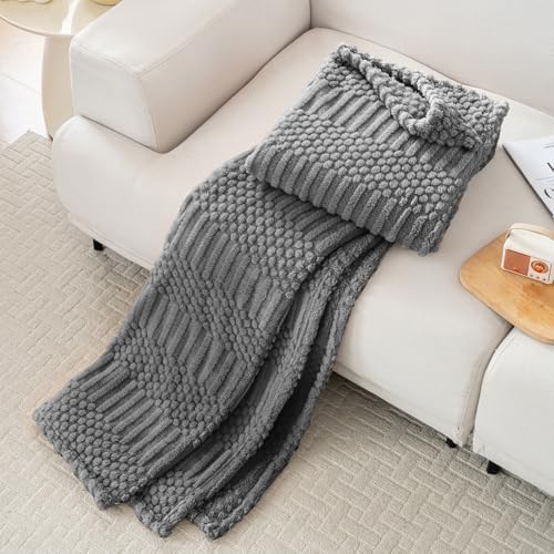 90x90 Inch Grey Queen Large Blanket - Soft & Fluffy Fleece, Neutral Tan Color, Cute & Aesthetic, Perfect for Sofa