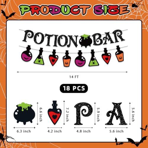 Halloween Party Decorations, Potion Bar Glitter Banner