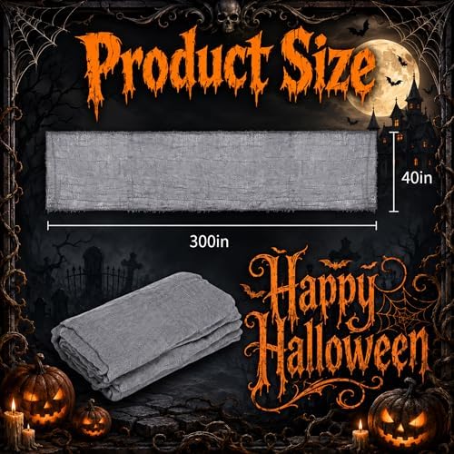 300'' x 39'' Large Halloween Scary Gauze, Spooky Cloth Party Decoration