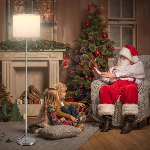 Ambimall 60'' Modern Floor Lamp with Shade, Tall Lamps for Living Room, Bedroom, Office, Dining Room, White Shade with