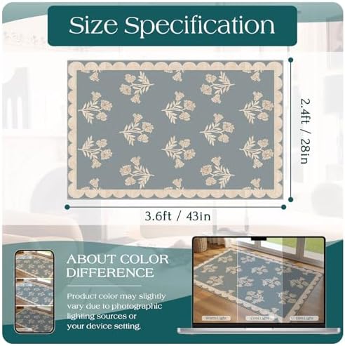 Floral Outdoor Rug - 28"x43" Front Door Mat Indoor Outside Entrance