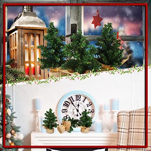 Yinder 6 Pack Mini Christmas Tree Tabletop Artificial Pine Burlap