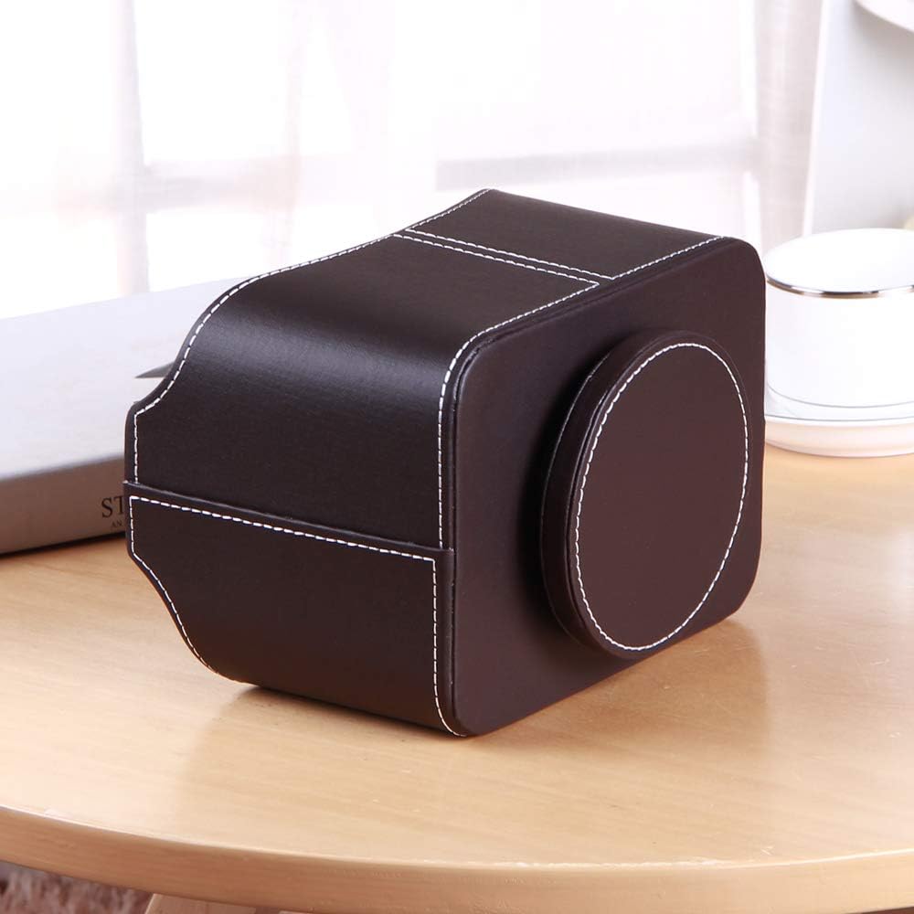 Remote Control Holder PU Leather 360 Degrees Rotatable Desktop Supply Organizer Storage / A Brown