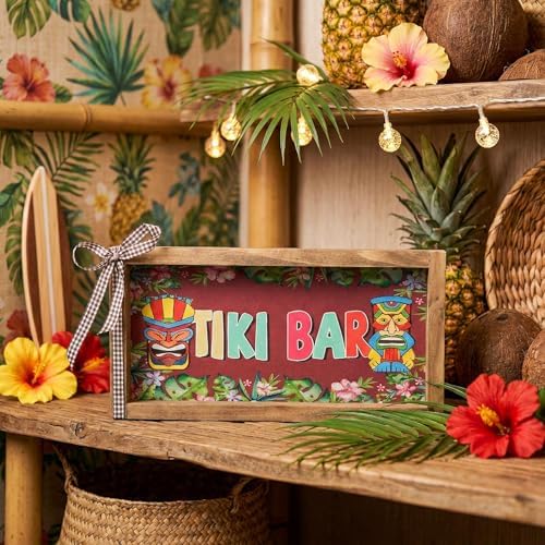Tiki Bar Sign for Home Bar Decor Tropical Wall Art