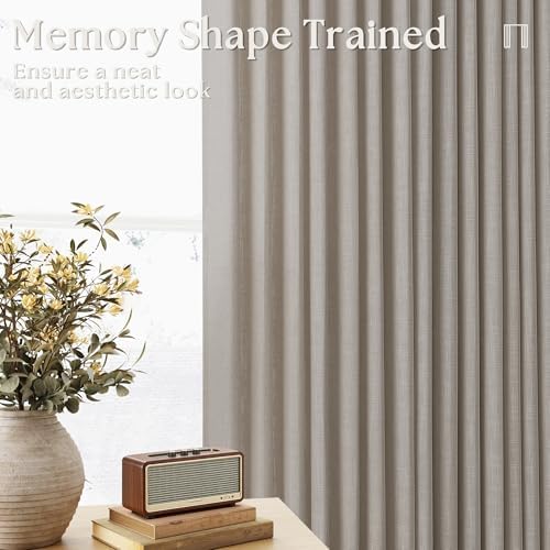Burlywood Birch Pinch Pleated Linen Semi Sheer Curtains 86 Inches Long
