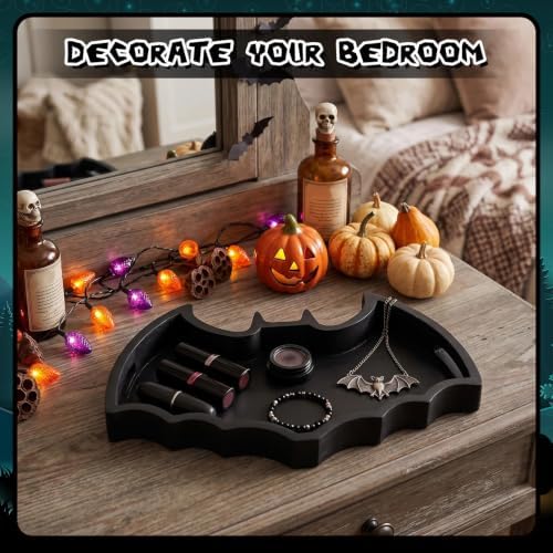 Halloween Wooden Bat Tray Decorative Serving Tray Gothic Home Decor