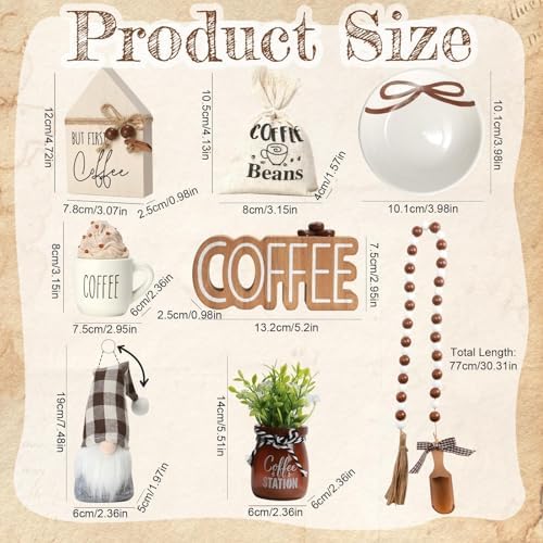 Coffee Bar Decor, 8 PCS Coffee Decorations for Tray Table Centerpieces