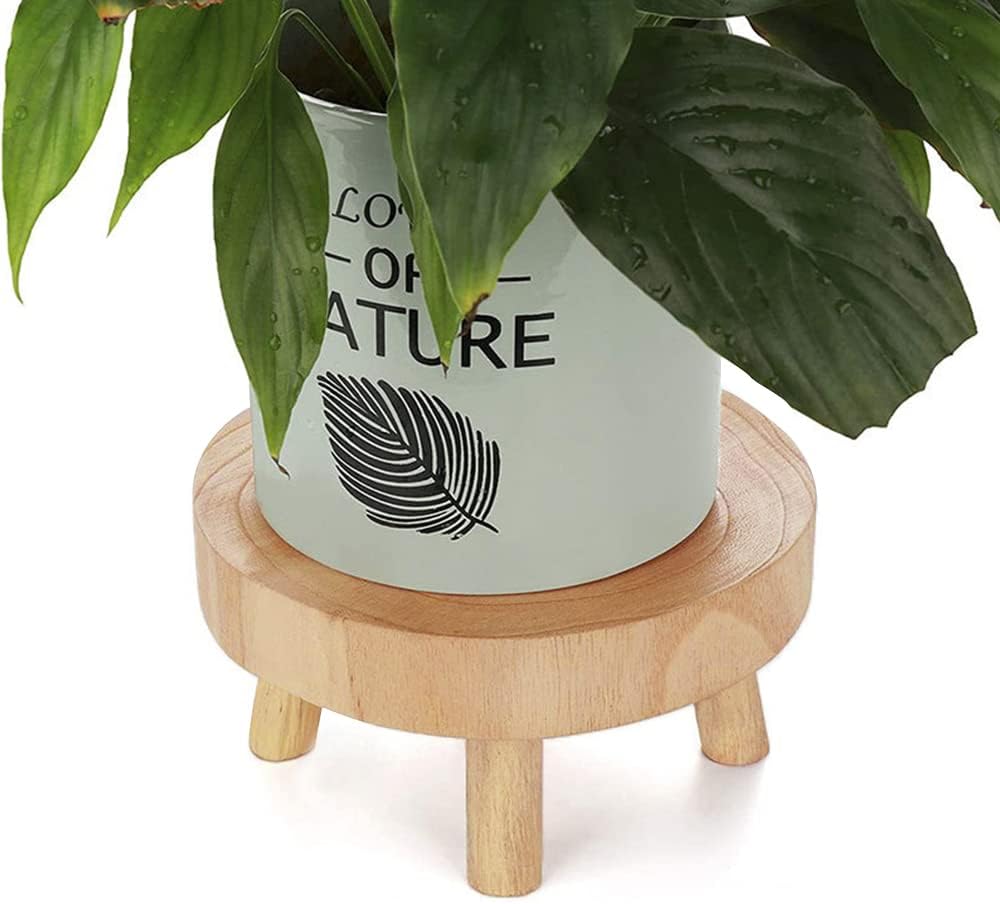 Small Solid Wood Garden Plant Pot Riser Display Stands Flower Pot Holder Indoor Round / 5.5 Inch