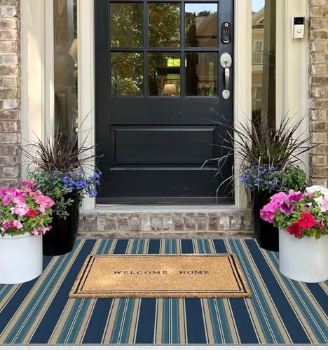 3x5 Striped Entry Rug - Washable Indoor Outdoor Mats for Front Door