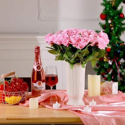 36 Pcs Silk Pink Rose Bouquet Bridal Artificial Flowers Mother Day