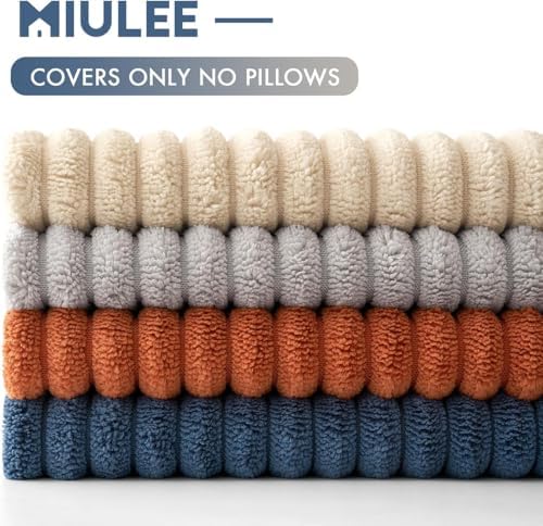 MIULEE Soft Corduroy Decorative Throw Pillow Covers Blue-Yellow 20x20