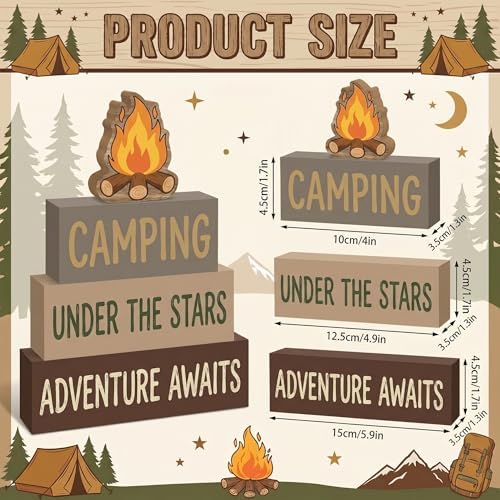 Britimes Tiered Tray Decor Set, 4 Pack, Wooden Table Sign, Camping Camper