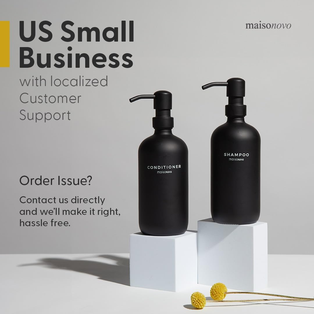 MaisoNovo Soap Dispenser 2-Piece Set | 16.9oz Clear Bottles with Gold Stainless Steel Pump Core