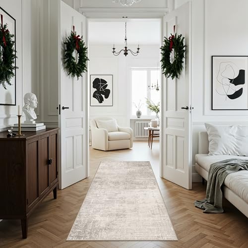 Washable 3x5 Kitchen Area Rug: Non-Slip Abstract Water-Resistant Entryway Doormat Soft Sink Fridge Bedroom Carpet Low