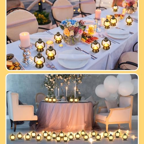 Ferraycle 120 Pcs Mini Lanterns Bulk 4 Inch Black Lamp Table Centerpieces