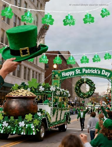 12FT St Patricks Day String Lights - 20 LED Shamrock Lights