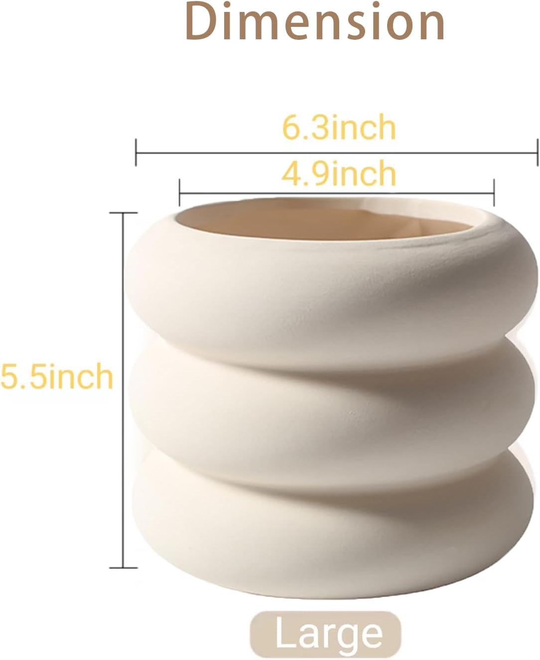Ceramic Plant Pot Indoor / Beige-unglazed / 6.5inch