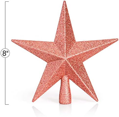 Glitter Star Christmas Tree Topper 8" Rose Gold Xmas Holiday Decor Ornament