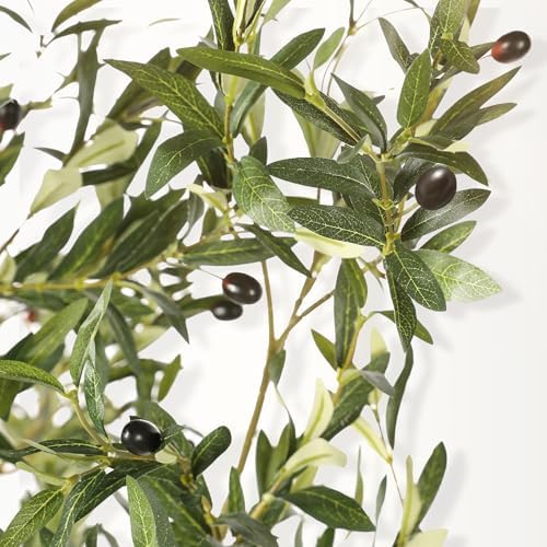 LYERSE Faux Olive Tree 4ft with Large Olive Branches and Lifelike Leaves